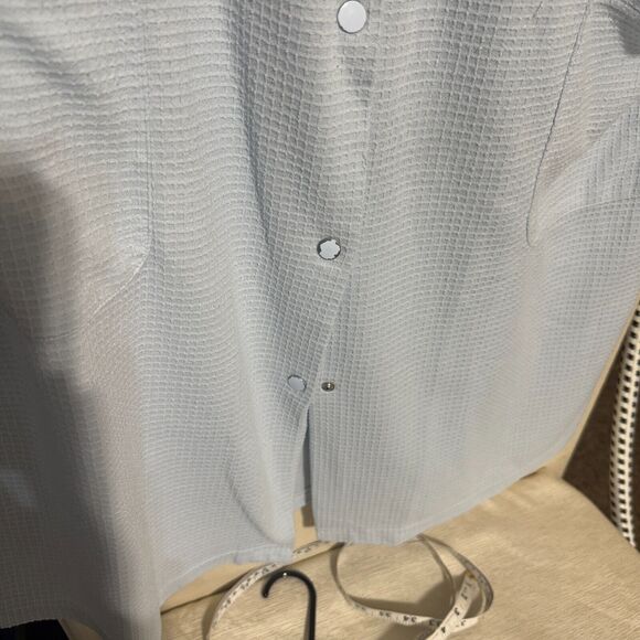 VTG Adonna Blue Snap Front robe House Dress Pockets waffle knit Women's Sz M - Picture 4 of 8